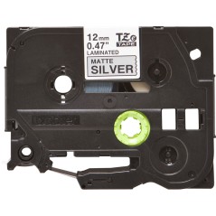 Brother Tape Black on Matt Silver 12mm